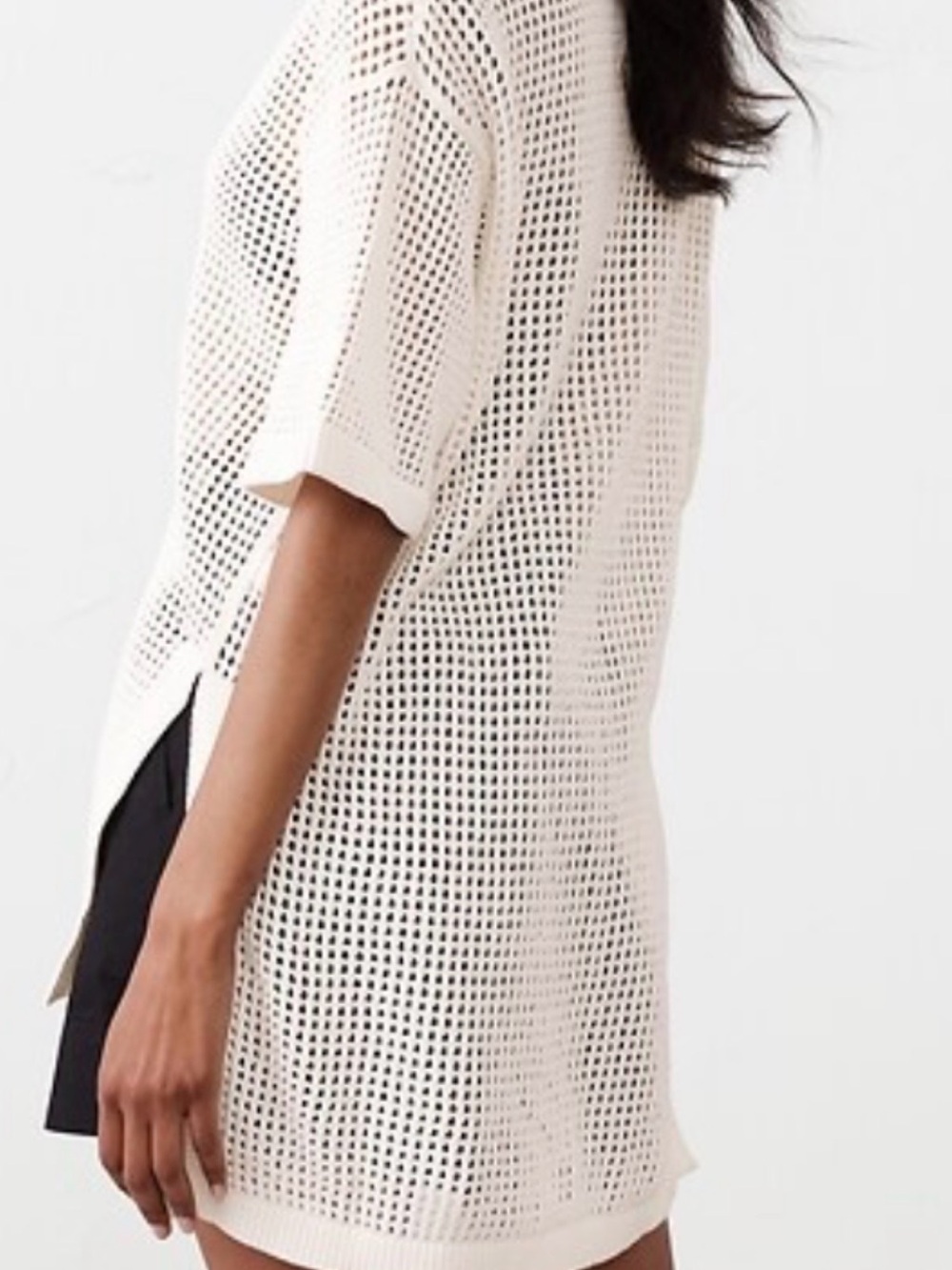 Banana Republic Cream Open-Weave Short Sleeve Tunic size M